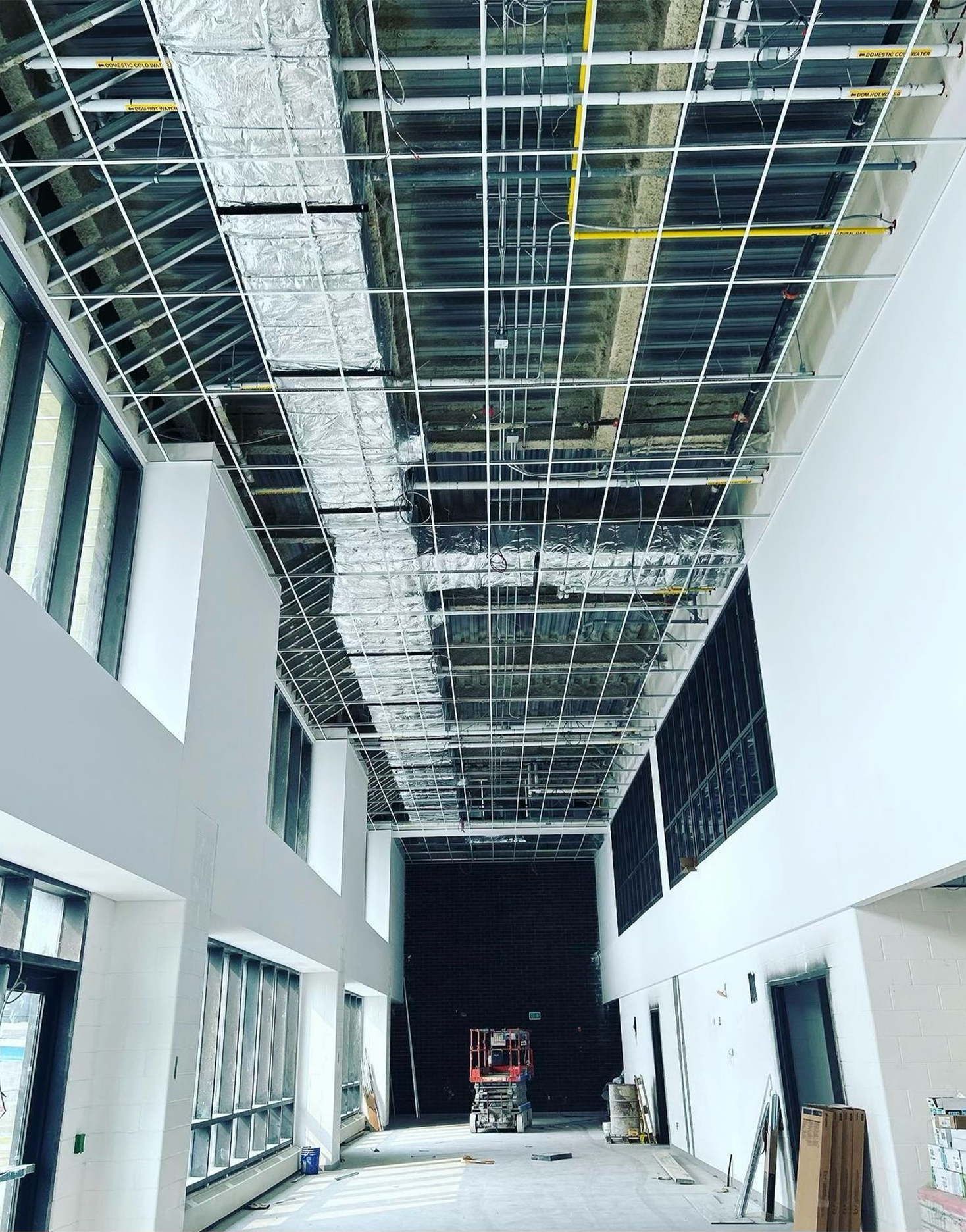 Commercial T-bar ceiling installation